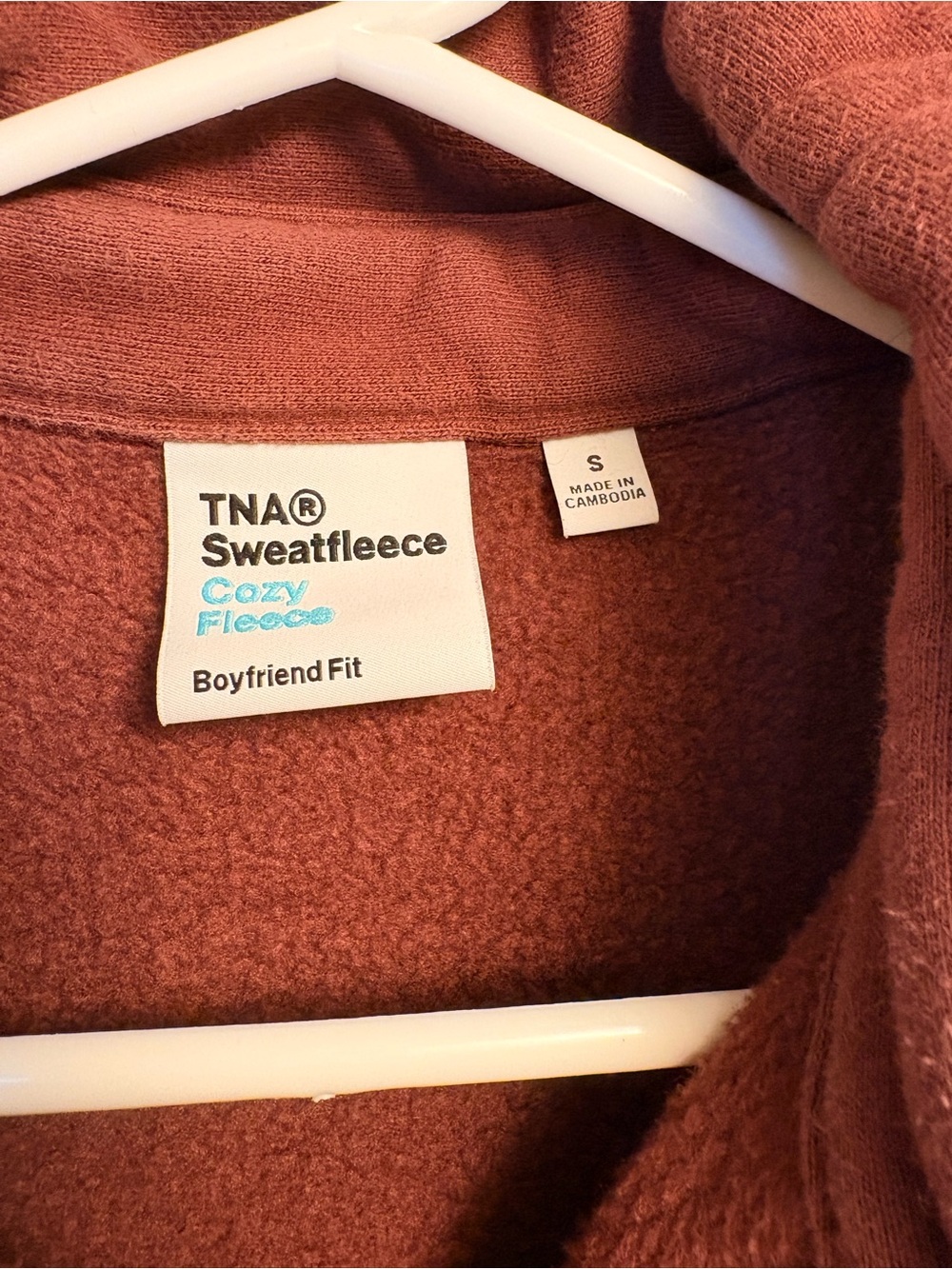 Small TNA Rust Button-Front Fleece Jacket - Picture 2 of 6